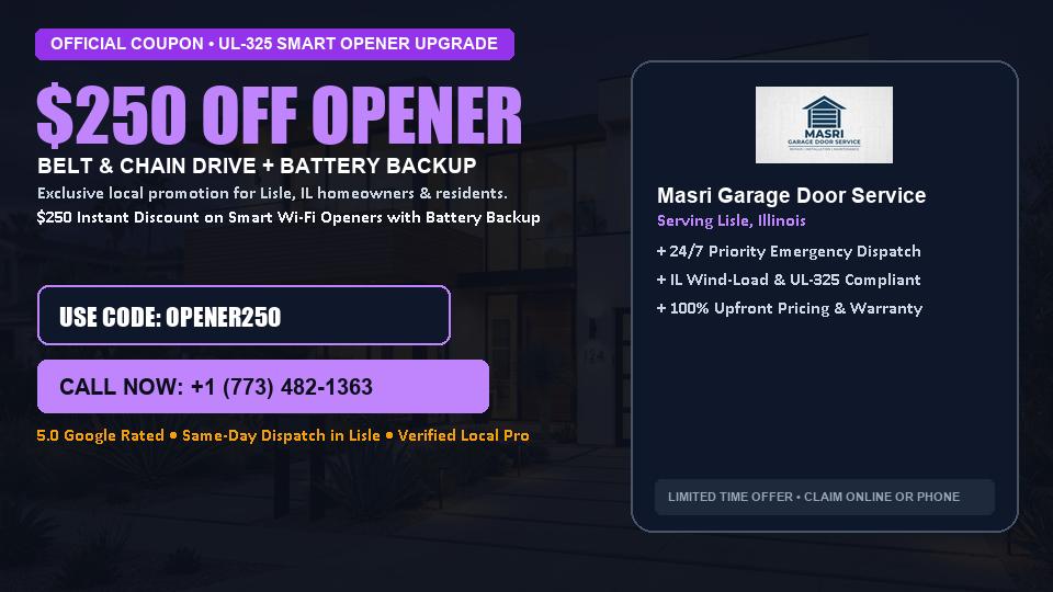 $250 OFF Smart Wi-Fi Garage Door Opener Installation in Lisle, IL - Masri Garage Door Service