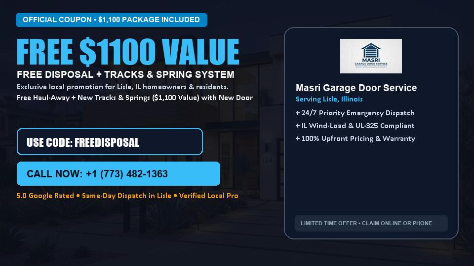 FREE Old Door Haul-Away & Heavy-Duty Tracks in Lisle, IL - Masri Garage Door Service